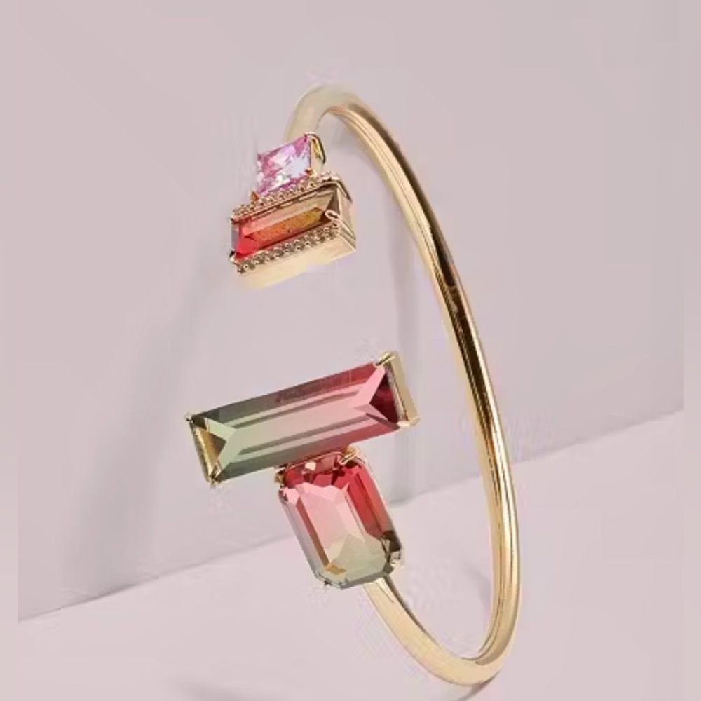 $78 Kate Spade Geo Gems Ombré Flex Cuff Bracelet NWT Pink/Multi